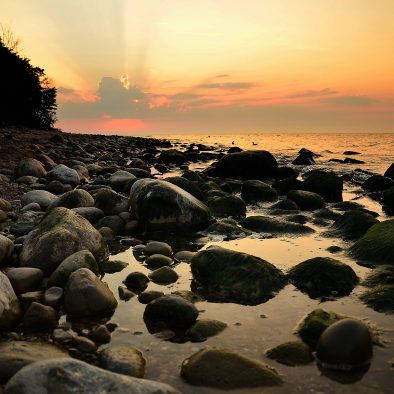 Kamienista plaża w Jastrzębiej Górze (Nadmorski Park Krajobrazowy)